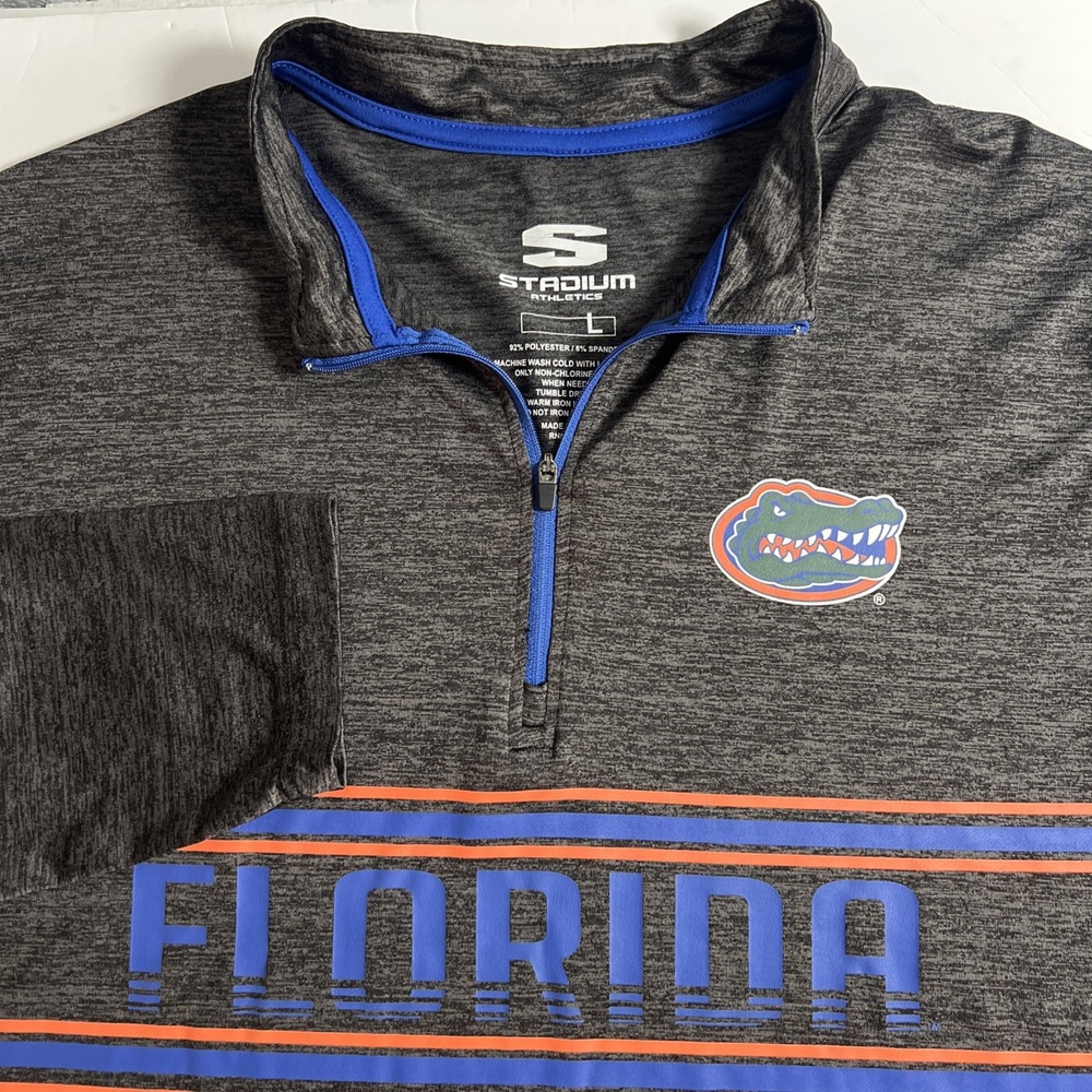 Florida Gators Pullover Warm-Up Top Mens Large Charcoal Gray 1/4 Zip Lightweight